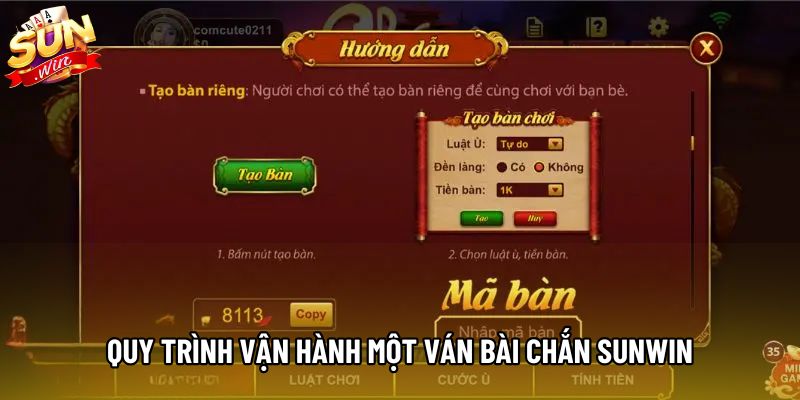 Quy trình vận hành một ván bài chắn Sunwin